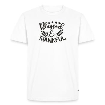 Béni et reconnaissant - T-shirt Premium bio Homme - blanc - Devant - Nico (187cm)
