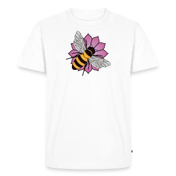 Abeille de miel - fleur rose - T-shirt Premium bio Homme - blanc - Devant - Nico (187cm)