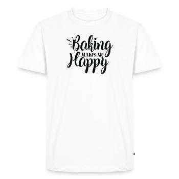Baking Makes Me Happy - Men's Premium Organic T-Shirt - white - Front - Nico (187cm)