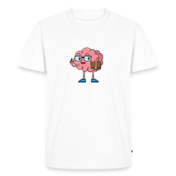 Cerveau de nerd avec livre et lunettes - T-shirt Premium bio Homme - blanc - Devant - Nico (187cm)