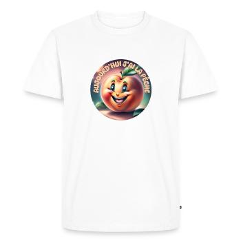 Aujourd'hui j ai la pêche - T-shirt Premium bio Homme - blanc - Devant - Nico (187cm)