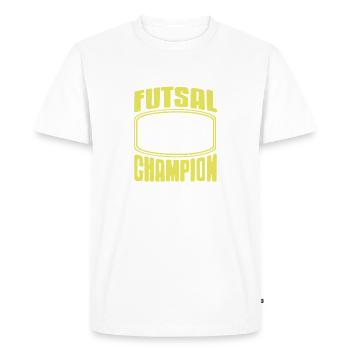 Champion de futsal Joueur audacieux Victoire sur le terrain intérieur - T-shirt Premium bio Homme - blanc - Devant - Nico (187cm)