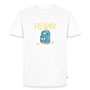 Freshman Cartoon Backpack Character Fun - Men's Premium Organic T-Shirt - white - Front - Nico (187cm)