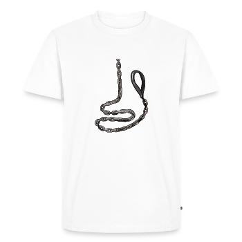 Collier collier devot O-Ring En Lin Esclave Sub - T-shirt Premium bio Homme - blanc - Devant - Nico (187cm)