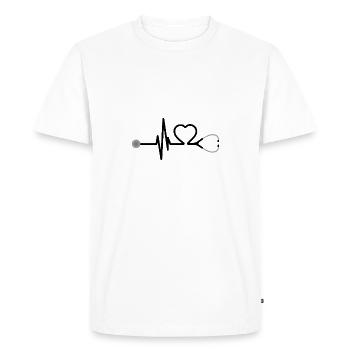 Heartbeat stethoscope - Men's Premium Organic T-Shirt - white - Front - Nico (187cm)