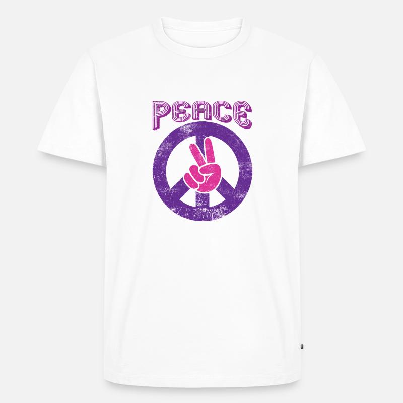 Frieden Peace Friedenszeichen Handzeichen - Männer Premium Bio T-Shirt - Weiß