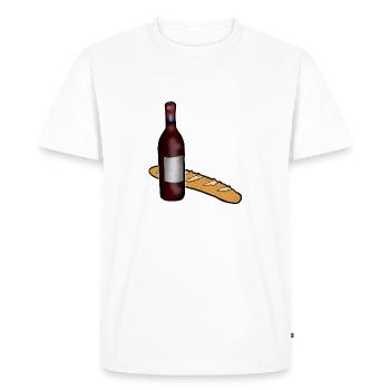 Bread and Wine France Baguette Red Wine Saying - Men's Premium Organic T-Shirt - white - Front - Nico (187cm)