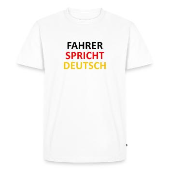 Driver speaks german - Men's Premium Organic T-Shirt - white - Front - Nico (187cm)