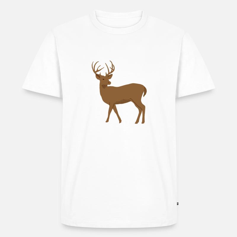 Hirsch - Männer Premium Bio T-Shirt - Weiß
