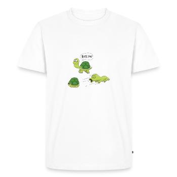Health - turtle slips out of its shell - Men's Premium Organic T-Shirt - white - Front - Nico (187cm)