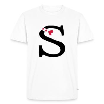 Capital lettre S avec des coeurs - T-shirt Premium bio Homme - blanc - Devant - Nico (187cm)