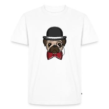 Mr Pug Pug Gentleman Dog Dog like a sir boss - Men's Premium Organic T-Shirt - white - Front - Nico (187cm)