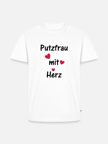 Putzfrau mit Herz - Männer Premium Bio T-Shirt - Weiß