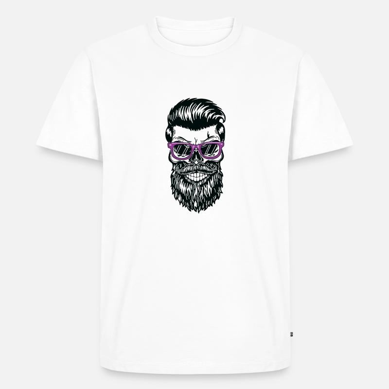 Cooler Bart Schädel - Männer Premium Bio T-Shirt - Weiß