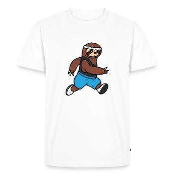 Sloth Running Paresseux En cours Sportif - T-shirt Premium bio Homme - blanc - Devant - Nico (187cm)