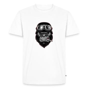 Biker Gorilla Motorcycle Silverback Monkey Gift - Men's Premium Organic T-Shirt - white - Front - Nico (187cm)