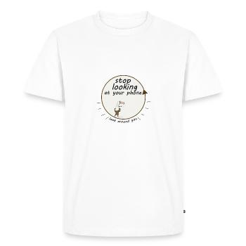 Arrêtez Smombie | Profitez de votre vie - T-shirt Premium bio Homme - blanc - Devant - Nico (187cm)