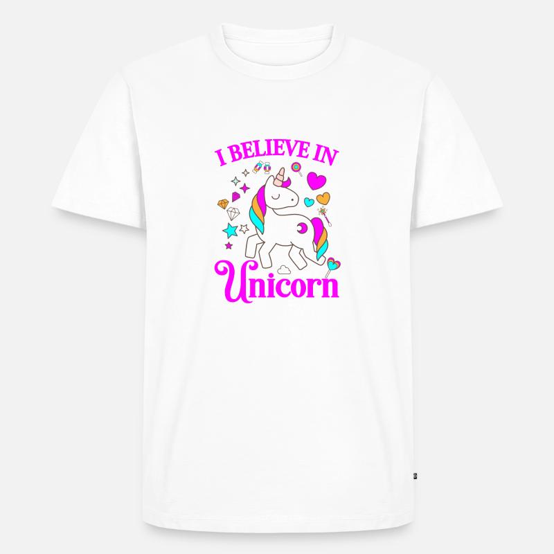 Ich glaube an Einhörner - Männer Premium Bio T-Shirt - Weiß