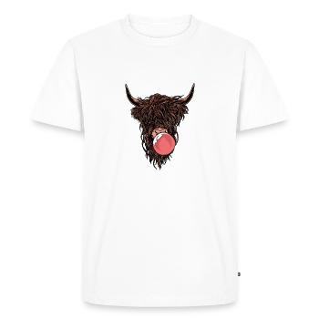Buffle de vache avec de la gomme à mâcher - T-shirt Premium bio Homme - blanc - Devant - Nico (187cm)