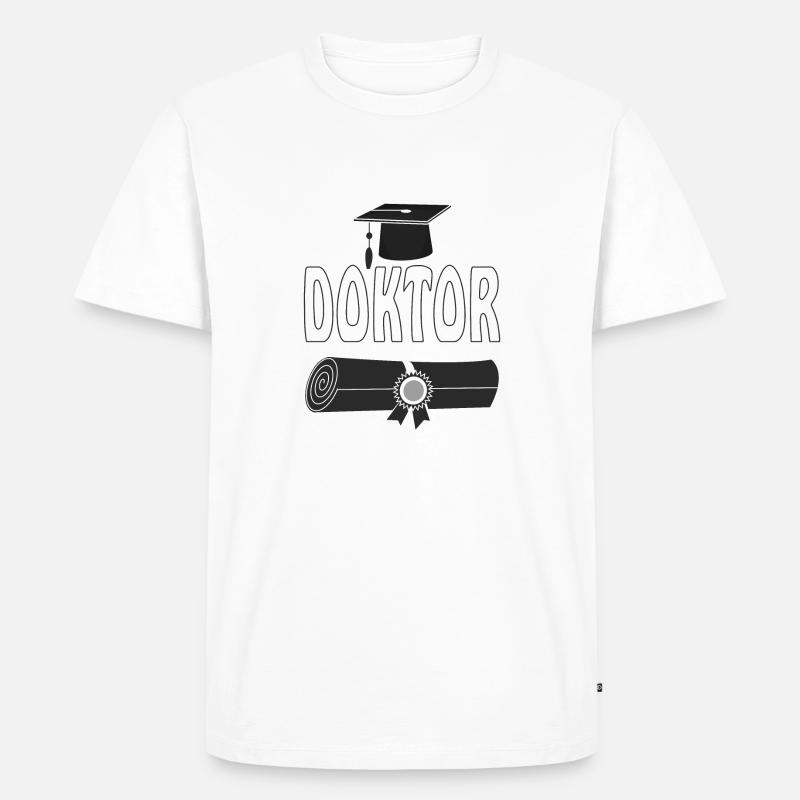 Doktorhut DOKTOR URKUNDE - Männer Premium Bio T-Shirt - Weiß