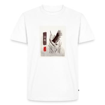 Japan - Crane - Men's Premium Organic T-Shirt - white - Front - Nico (187cm)