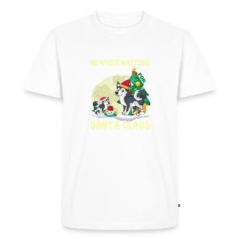 Husky moi en attendant le Père Noël - T-shirt Premium bio Homme - blanc - Devant - Nico (187cm)
