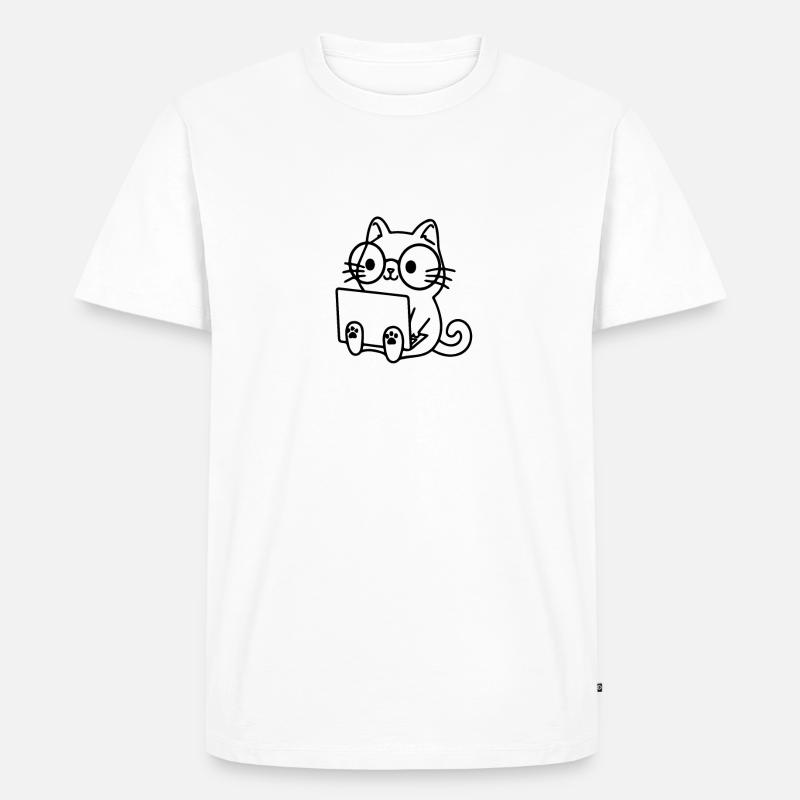 Programmierer Coding Nerd Katze - Männer Premium Bio T-Shirt - Weiß