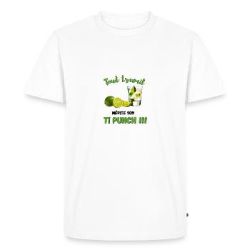T.Shirt apéritif Tout travail mérite son TI PUNCH - T-shirt Premium bio Homme - blanc - Devant - Nico (187cm)