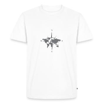 Carte du monde avec boussole - T-shirt Premium bio Homme - blanc - Devant - Nico (187cm)
