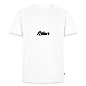 Arthur Custom Text Birthday Name - Men's Premium Organic T-Shirt - white - Front - Nico (187cm)