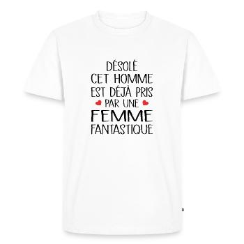Désolé cet Homme est déjà Pris - T-shirt Premium bio Homme - blanc - Devant - Nico (187cm)