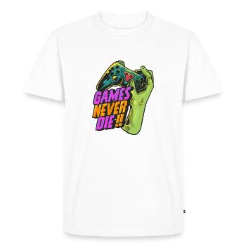 zombiehand games never die 2 - Men's Premium Organic T-Shirt - white - Front - Nico (187cm)