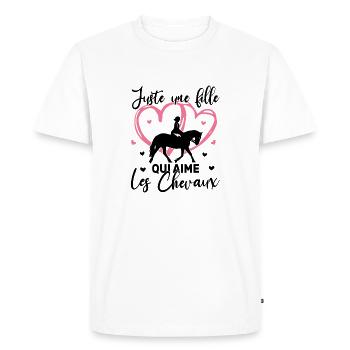 Juste une fille qui aime les chevaux Cadeau - T-shirt Premium bio Homme - blanc - Devant - Nico (187cm)