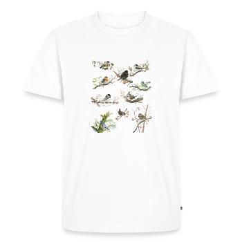 Garden birds blackbird fence king spatzStieglitz - Men's Premium Organic T-Shirt - white - Front - Nico (187cm)