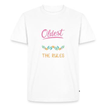 Je suis la sœur aînée que je fais les règles - T-shirt Premium bio Homme - blanc - Devant - Nico (187cm)