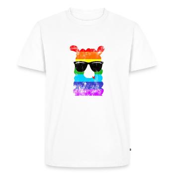 Llama Alpaca Rainbow - Men's Premium Organic T-Shirt - white - Front - Nico (187cm)