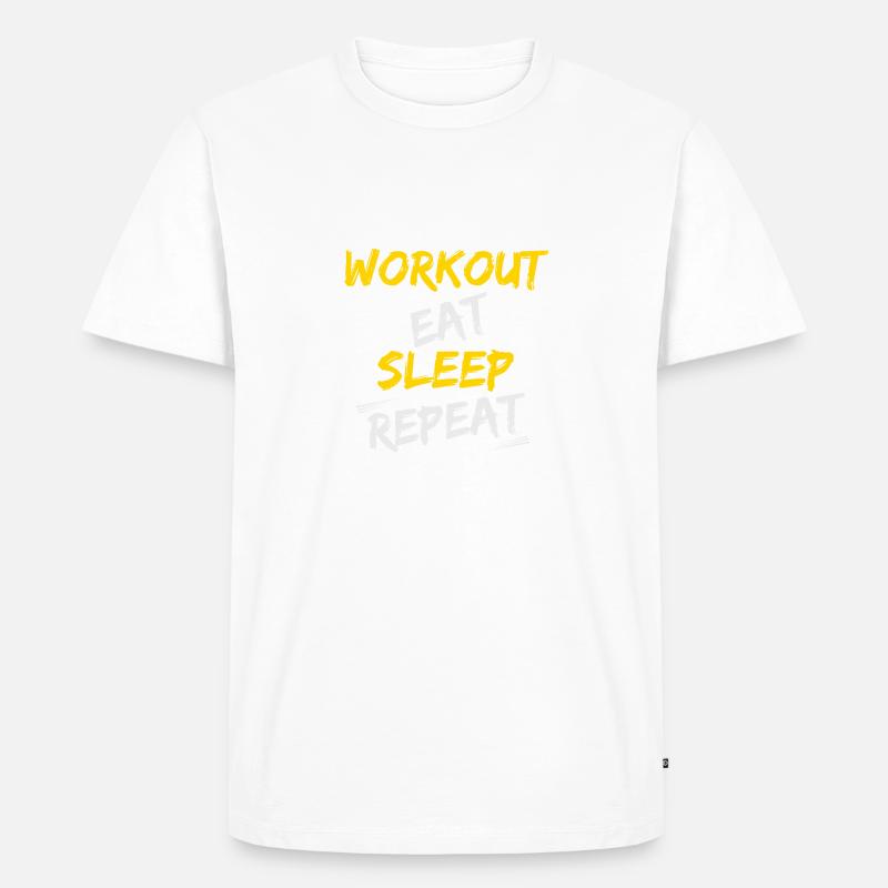 workout eat sleep repeat - Männer Premium Bio T-Shirt - Weiß