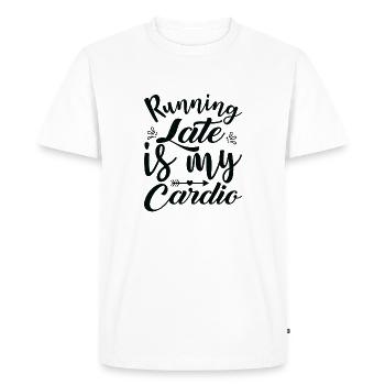 Running late is my Cardio - Men's Premium Organic T-Shirt - white - Front - Nico (187cm)