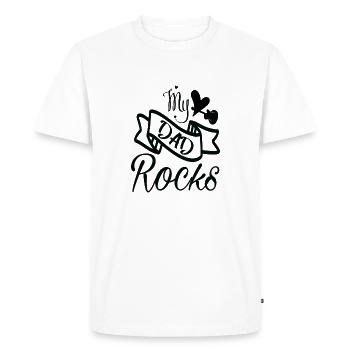 Mon père berce la fête des pères - T-shirt Premium bio Homme - blanc - Devant - Nico (187cm)