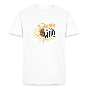 Retro Blessed Is She Who Believed Boho Religious C - Men's Premium Organic T-Shirt - white - Front - Nico (187cm)