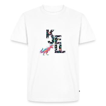 KJELL - Beautiful boy name with cute dinosaurs - Men's Premium Organic T-Shirt - white - Front - Nico (187cm)