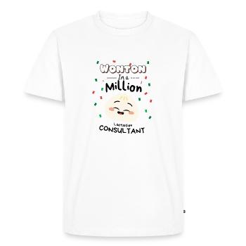 Consultante en lactation de l’humour soutien à l’allaitement - T-shirt Premium bio Homme - blanc - Devant - Nico (187cm)