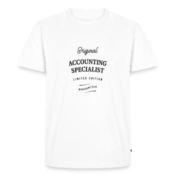 Spécialiste en comptabilité Emploi Profession Anniversaire - T-shirt Premium bio Homme - blanc - Devant - Nico (187cm)