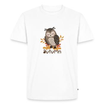 La saison Citrouille Arbre d’automne Orange Feuilles d’automne - T-shirt Premium bio Homme - blanc - Devant - Nico (187cm)