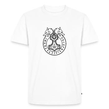Viking Symbol Nordic Signs Odin's Wolves Wolf - Men's Premium Organic T-Shirt - white - Front - Nico (187cm)