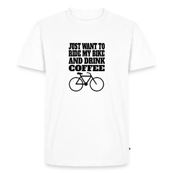 Cycling Mountain Bike Coffee Cycling - Men's Premium Organic T-Shirt - white - Front - Nico (187cm)
