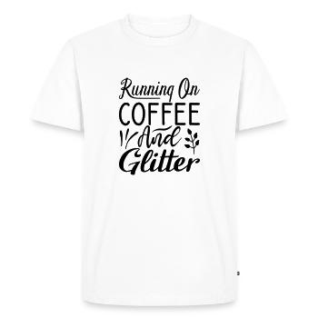 34 COURIR SUR LE CAFÉ ET LES PAILLETTES - T-shirt Premium bio Homme - blanc - Devant - Nico (187cm)