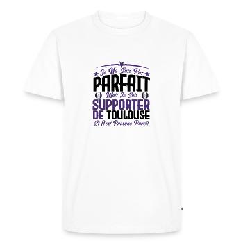 je ne suis pas parfait, supporteur de Toulouse. - T-shirt Premium bio Homme - blanc - Devant - Nico (187cm)