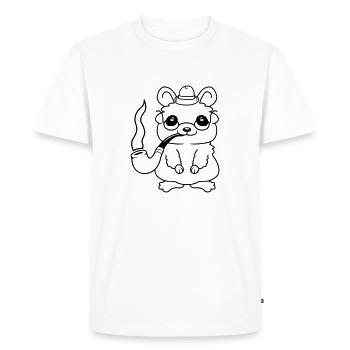 Sir Hamster fume la pipe - T-shirt Premium bio Homme - blanc - Devant - Nico (187cm)