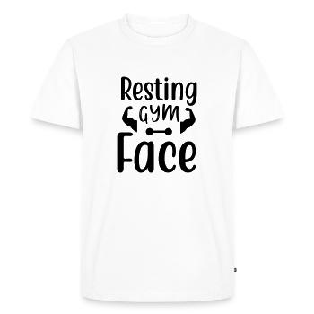 Resting Gym Face 01b - Men's Premium Organic T-Shirt - white - Front - Nico (187cm)